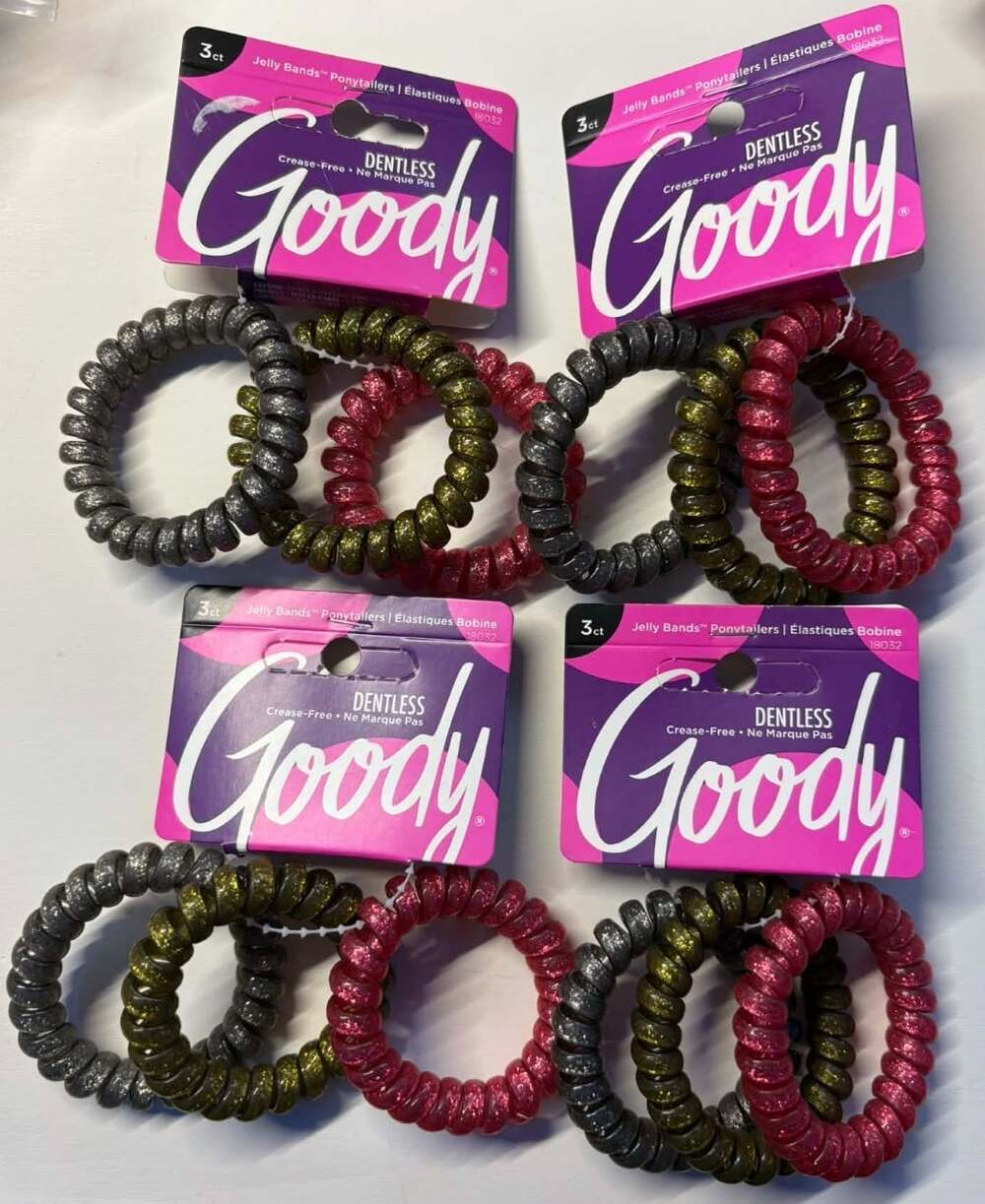 4 Goody Jelly Bands Ponytailers 18032 Dentless Crease Free Hold 3 Ct Ea Pack